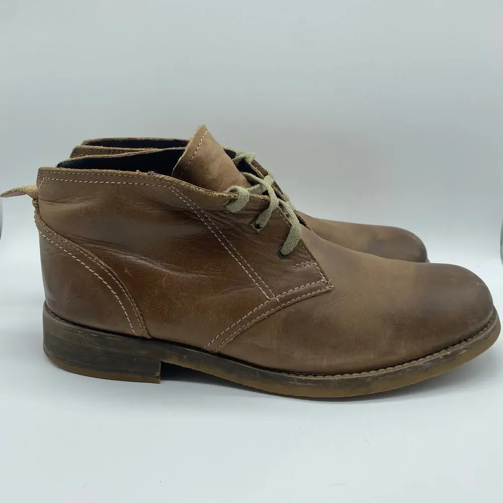 BedStu Brown Leather Chukka Boots Lace-Up Minimalist Casual Men's size 10